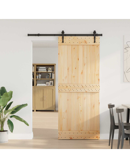 Porta scorrevole NARVIK Naturale e Nero 85 x 210 cm (152,5 cm)