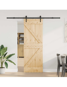 Porta scorrevole NARVIK Naturale e Nero 70 x 210 cm (213,5 cm)
