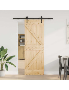 Porta scorrevole NARVIK Naturale e Nero 70 x 210 cm (152,5 cm)
