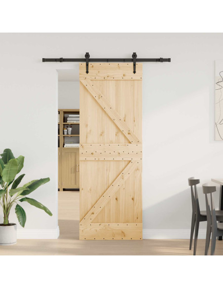 Porta scorrevole NARVIK Naturale e Nero 70 x 210 cm (152,5 cm)