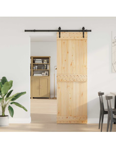 Porta scorrevole NARVIK Naturale e Nero 70 x 210 cm (152,5 cm)