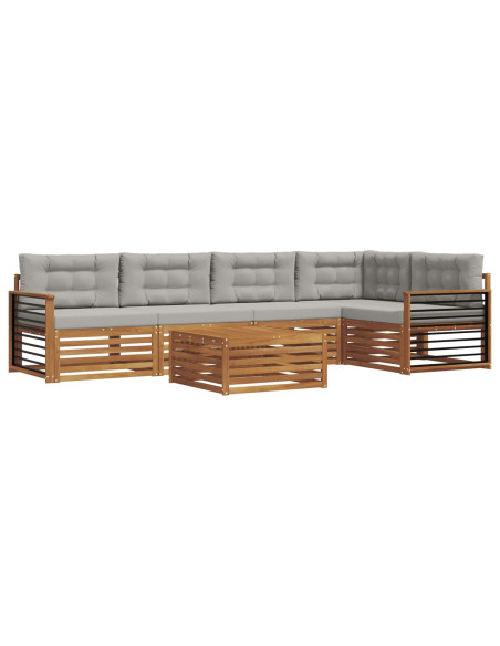 Set di divani con cuscino 6 pcs Grigio Naturale e Chiaro