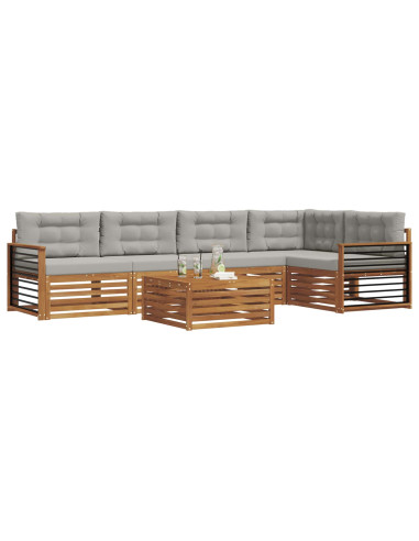 Set di divani con cuscino 6 pcs Grigio Naturale e Chiaro