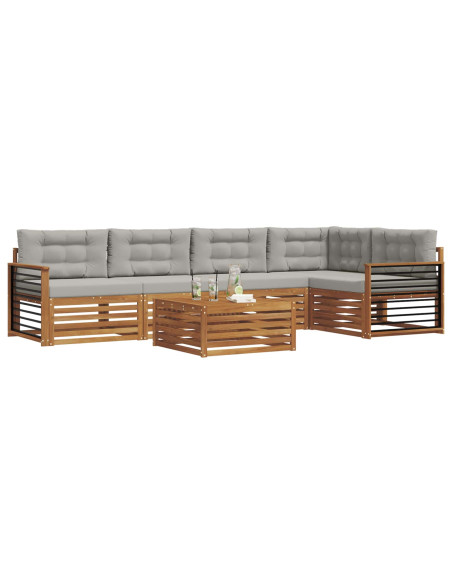 Set di divani con cuscino 6 pcs Grigio Naturale e Chiaro