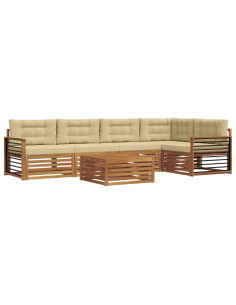 Set di divani con cuscino 6 pcs Naturale e Beige 2