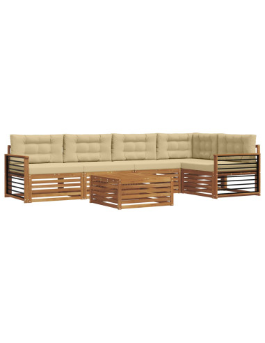 Set di divani con cuscino 6 pcs Naturale e Beige