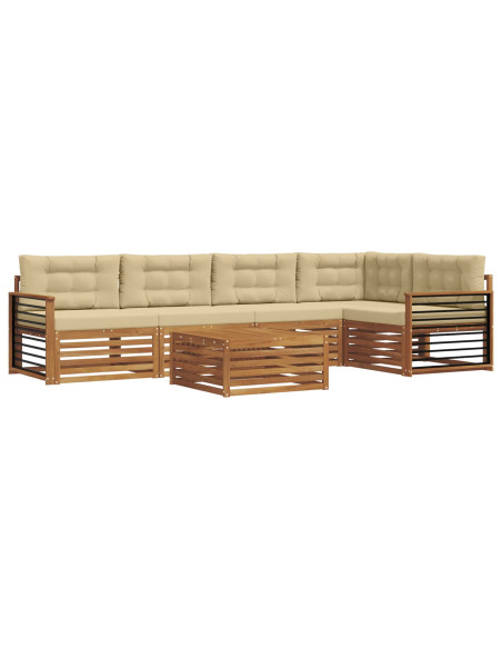 Set di divani con cuscino 6 pcs Naturale e Beige