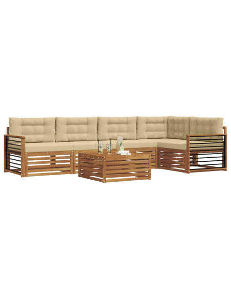 Set di divani con cuscino 6 pcs Naturale e Beige