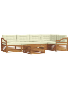 Set di divani con cuscino 6 pcs Naturale e Crema 2