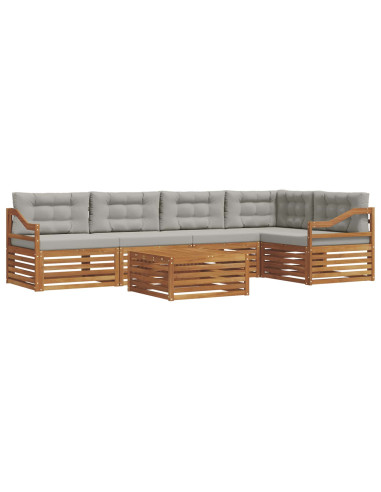 Set di divani con cuscino 6 pcs Grigio Naturale e Chiaro