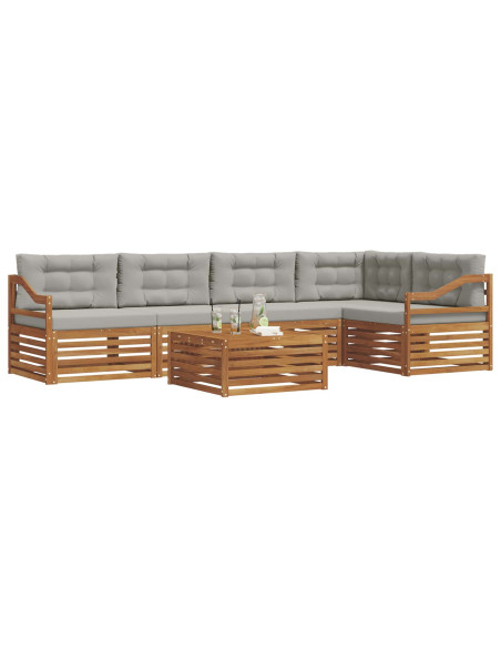 Set di divani con cuscino 6 pcs Grigio Naturale e Chiaro