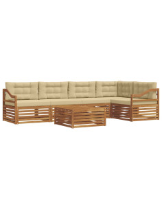 Set di divani con cuscino 6 pcs Naturale e Beige 2