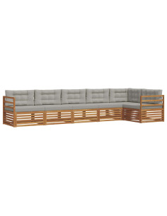 Set di divani con cuscino 19 pcs Grigio Naturale e Chiaro 2