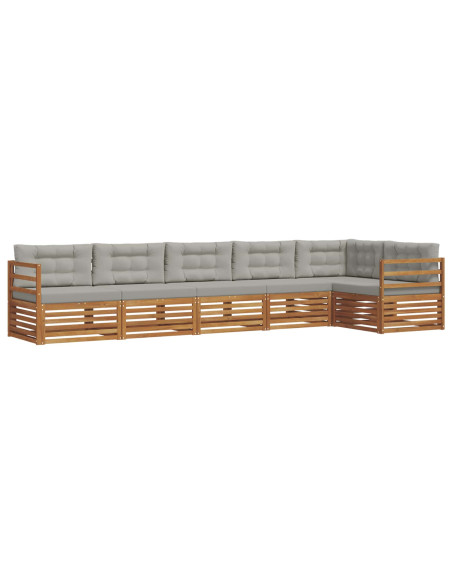 Set di divani con cuscino 19 pcs Grigio Naturale e Chiaro