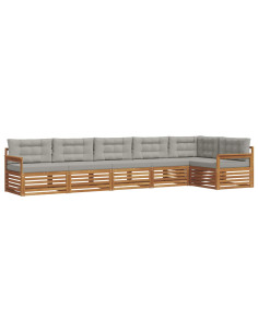 Set di divani con cuscino 19 pcs Grigio Naturale e Chiaro 2