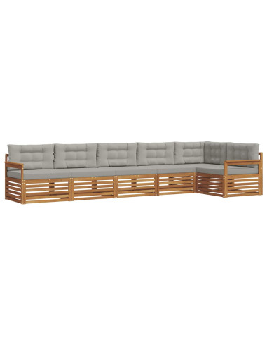 Set di divani con cuscino 19 pcs Grigio Naturale e Chiaro