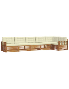 Set di divani con cuscino 6 pcs Naturale e Crema 2