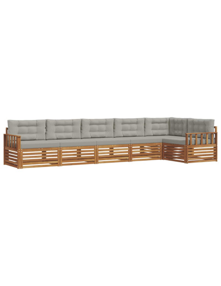 Set di divani con cuscino 19 pcs Grigio Naturale e Chiaro