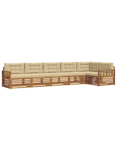 Set di divani con cuscino 6 pcs Naturale e Beige 2