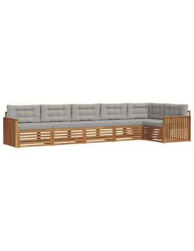 Set di divani con cuscino 19 pcs Grigio Naturale e Chiaro