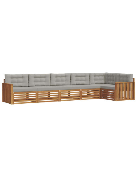 Set di divani con cuscino 19 pcs Grigio Naturale e Chiaro