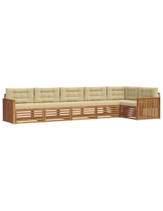Set di divani con cuscino 6 pcs Naturale e Beige 2