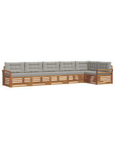 Set di divani con cuscino 19 pcs Grigio Naturale e Chiaro 2