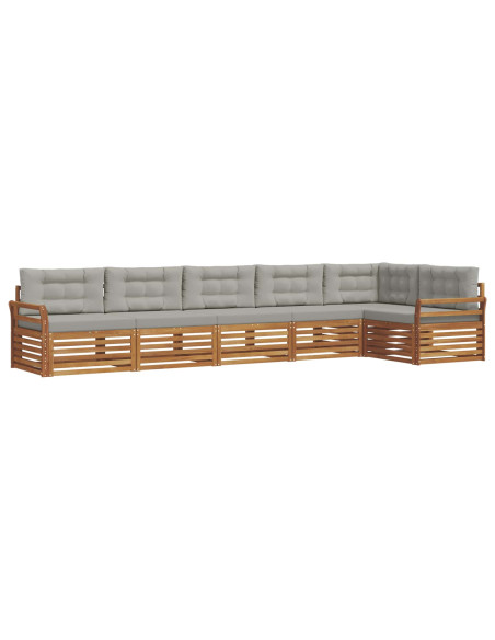 Set di divani con cuscino 19 pcs Grigio Naturale e Chiaro