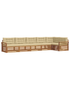 Set di divani con cuscino 6 pcs Naturale e Beige 2