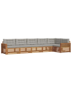 Set di divani con cuscino 19 pcs Grigio Naturale e Chiaro 2
