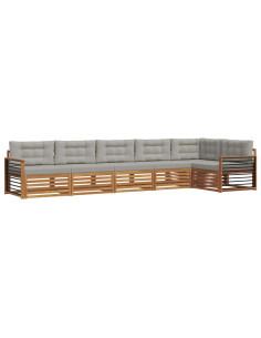 Set di divani con cuscino 19 pcs Grigio Naturale e Chiaro 2