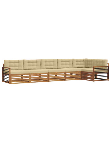 Set di divani con cuscino 6 pcs Naturale e Beige