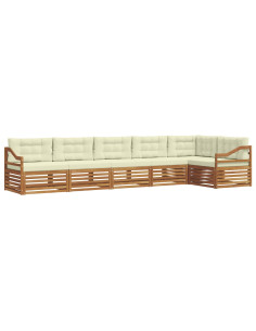 Set di divani con cuscino 6 pcs Naturale e Crema 2