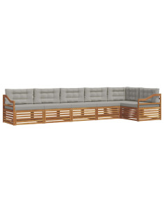 Set di divani con cuscino 19 pcs Grigio Naturale e Chiaro 2