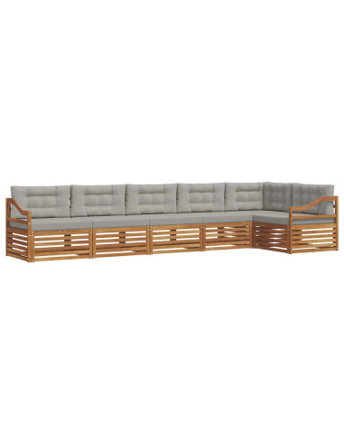 Set di divani con cuscino 19 pcs Grigio Naturale e Chiaro