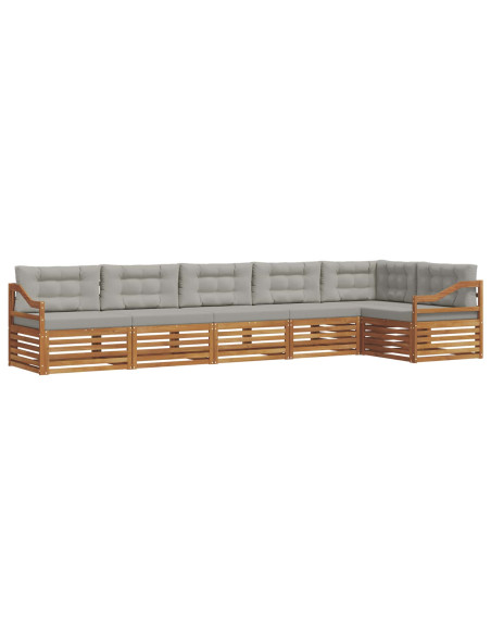 Set di divani con cuscino 19 pcs Grigio Naturale e Chiaro