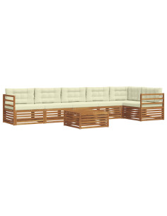 Set di divani con cuscino 7 pcs Naturale e Crema 2