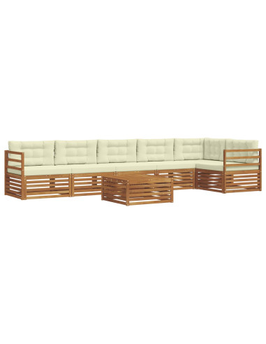 Set di divani con cuscino 7 pcs Naturale e Crema