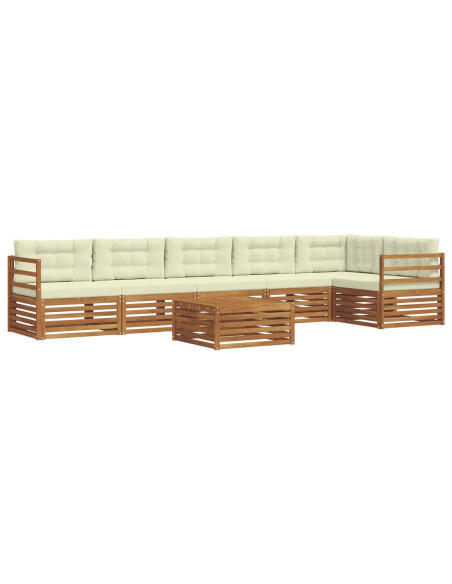 Set di divani con cuscino 7 pcs Naturale e Crema