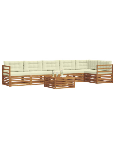 Set di divani con cuscino 7 pcs Naturale e Crema