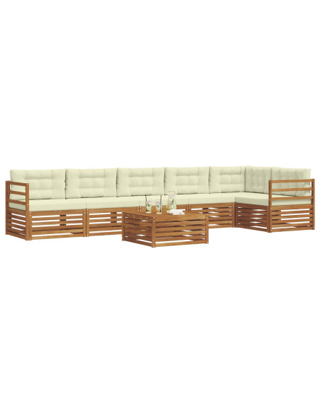 Set di divani con cuscino 7 pcs Naturale e Crema
