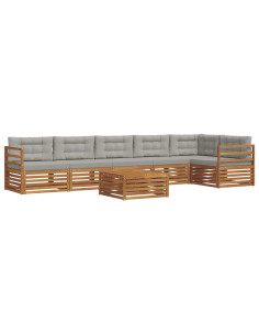 Set di divani con cuscino 7 pcs Grigio Naturale e Chiaro 2