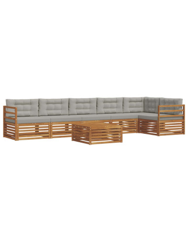 Set di divani con cuscino 7 pcs Grigio Naturale e Chiaro