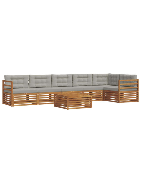 Set di divani con cuscino 7 pcs Grigio Naturale e Chiaro