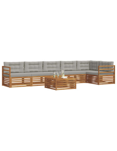 Set di divani con cuscino 7 pcs Grigio Naturale e Chiaro