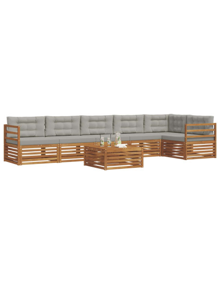 Set di divani con cuscino 7 pcs Grigio Naturale e Chiaro