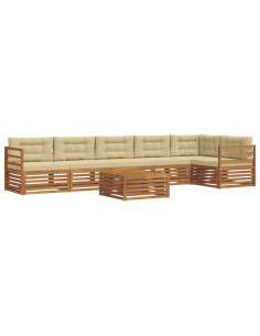 Set di divani con cuscino 7 pcs Naturale e Beige 2