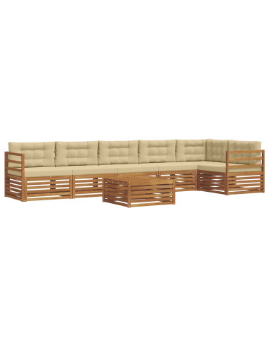 Set di divani con cuscino 7 pcs Naturale e Beige