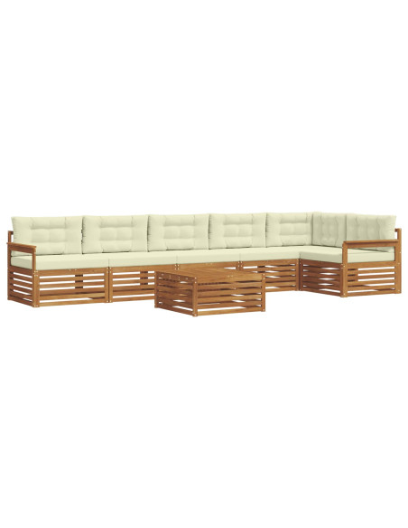 Set di divani con cuscino 7 pcs Naturale e Crema
