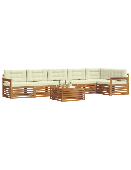 Set di divani con cuscino 7 pcs Naturale e Crema